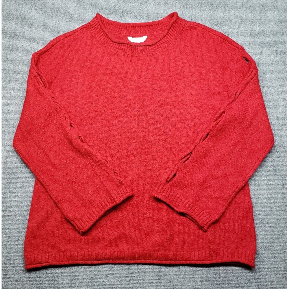 Boutique Plus Sweater Womens 0X Cabaret Red Round Neck Stretch Pullover New
